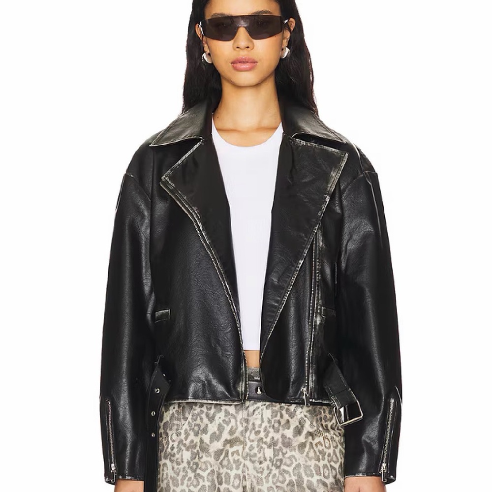 Faux black leather jacket